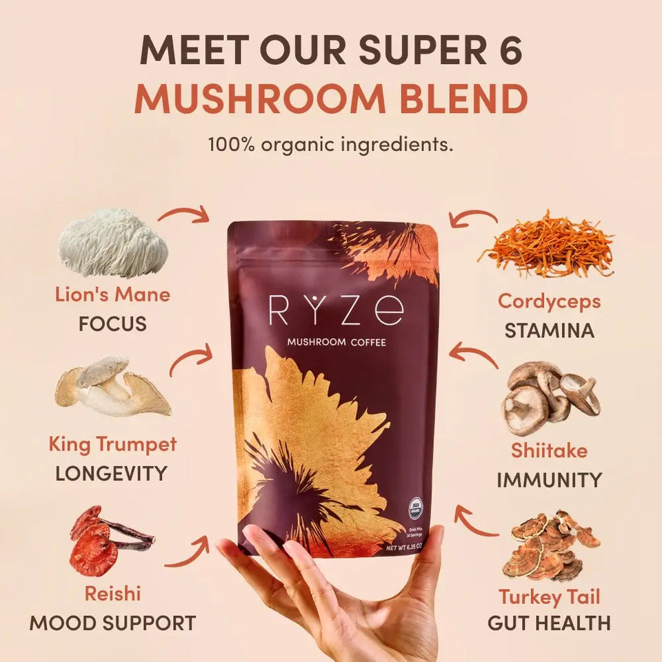 Pack Ryze Organic Mushroom Coffee W/ 2 RYZE Spoon